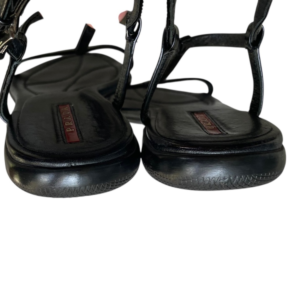 Prada Patent Leather T-Strap Sandals 36 - Picture 4 of 10